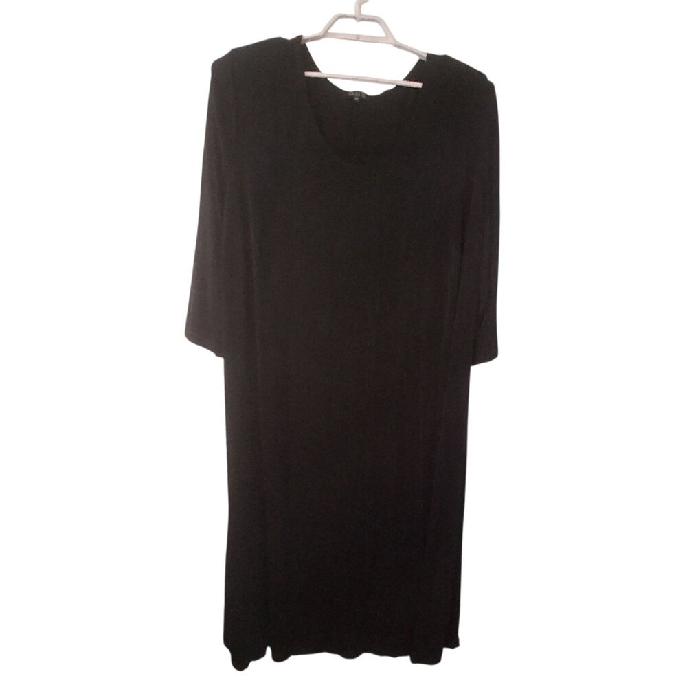 Vikki Vi Dress womens 3X black slinky 3/4 sleeve USA